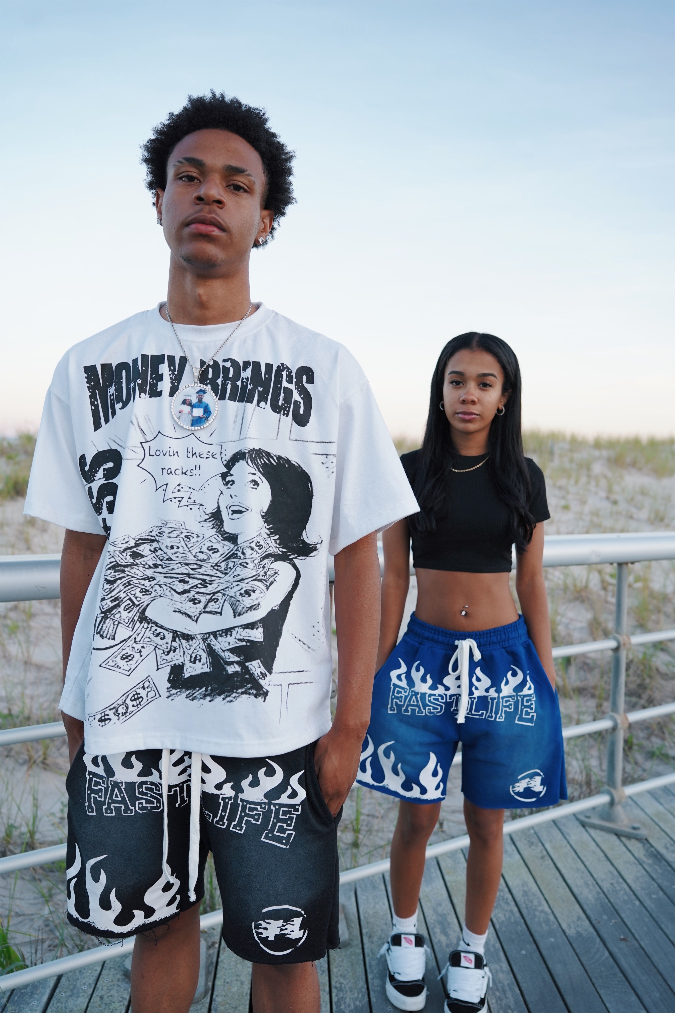 Fastlife rhinestone shorts