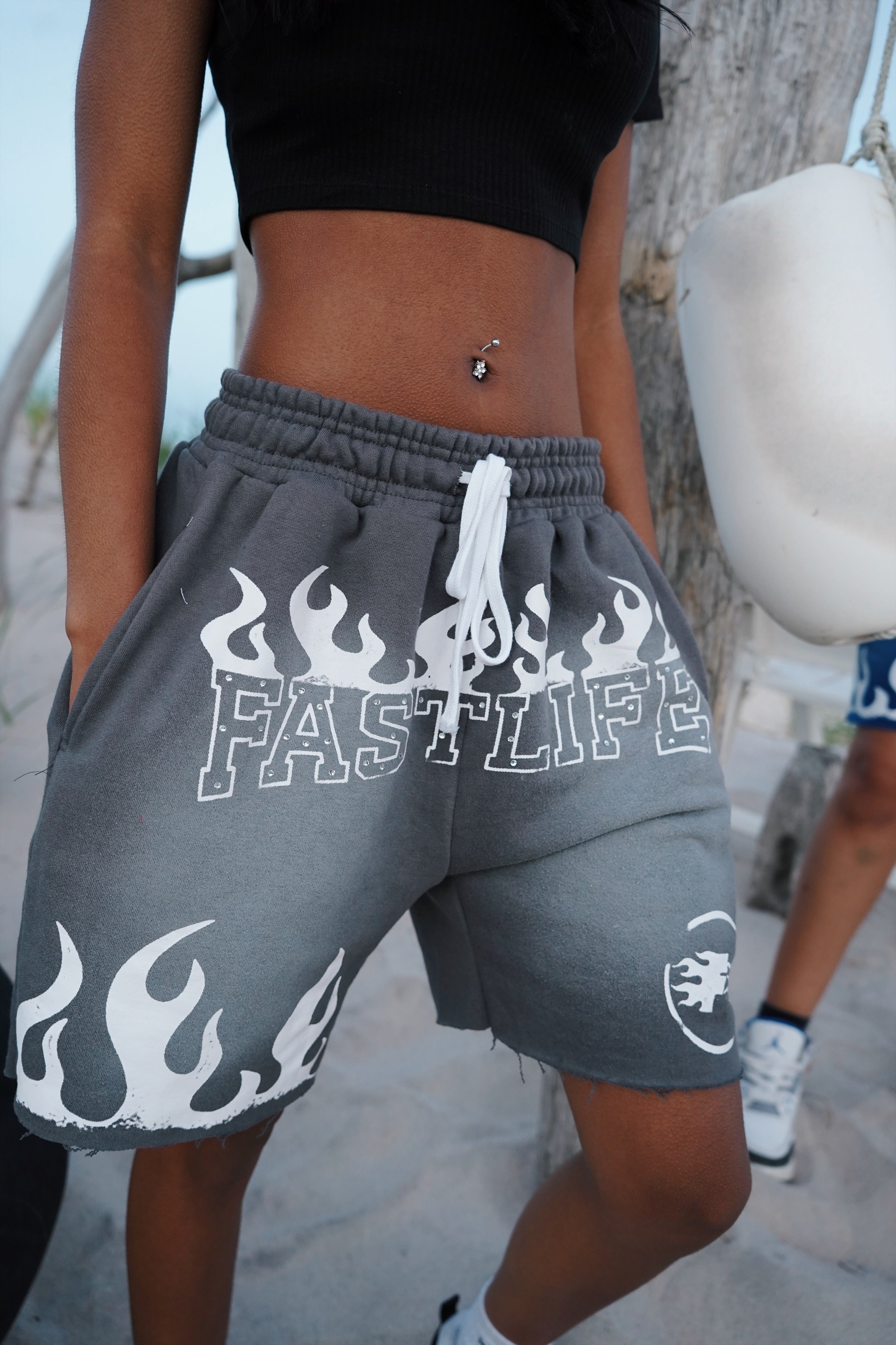 Fastlife rhinestone shorts