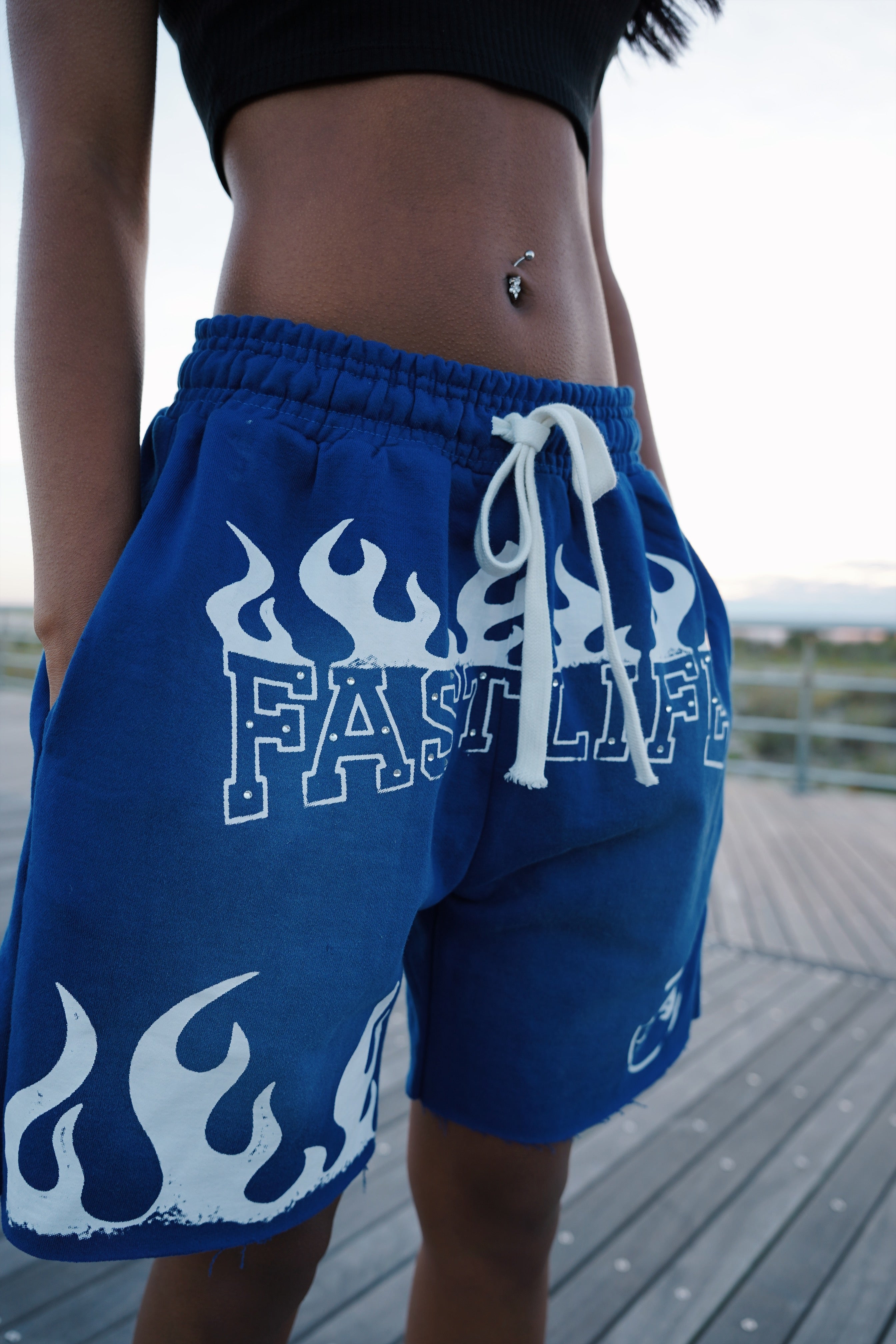 Fastlife rhinestone shorts