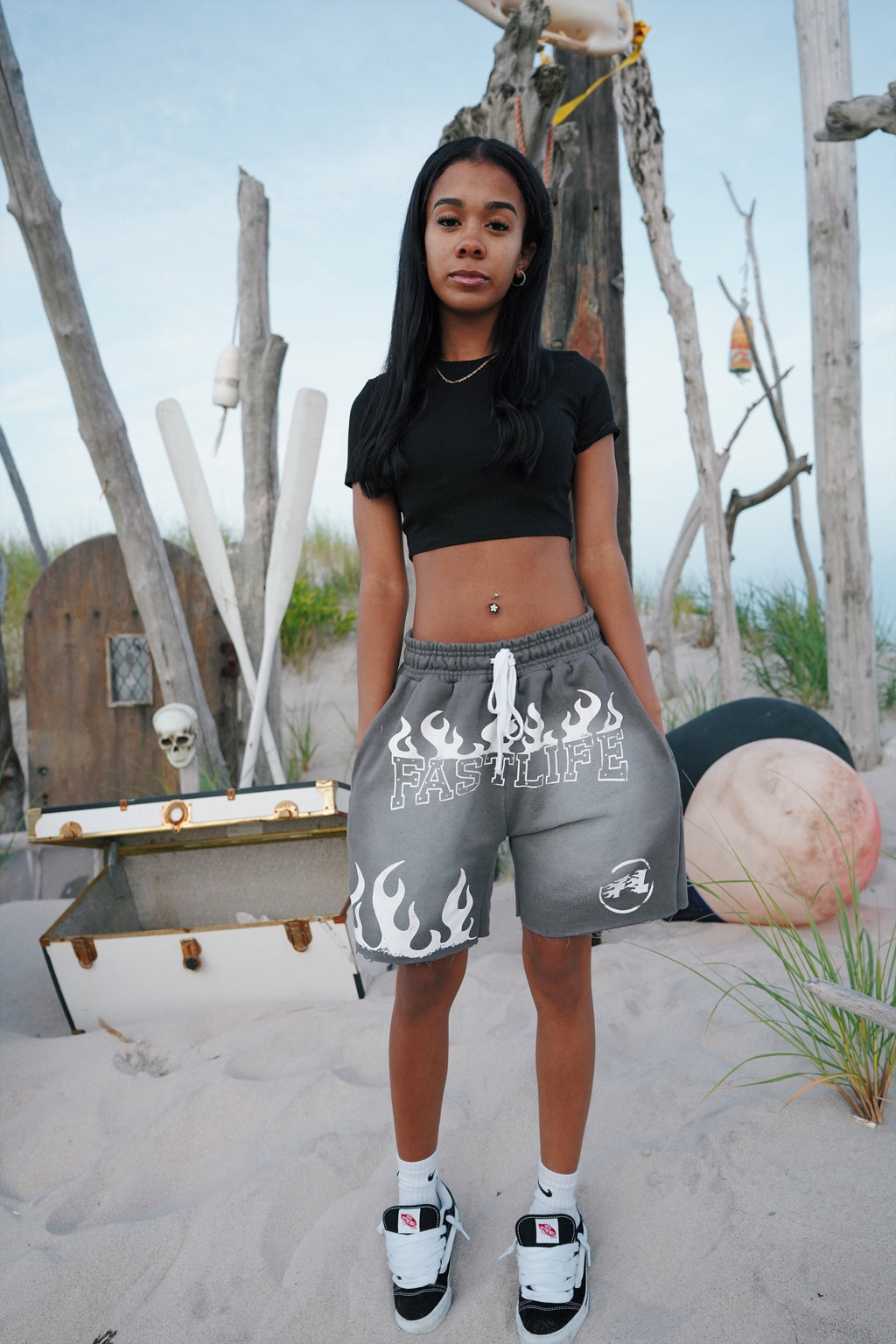 Fastlife rhinestone shorts