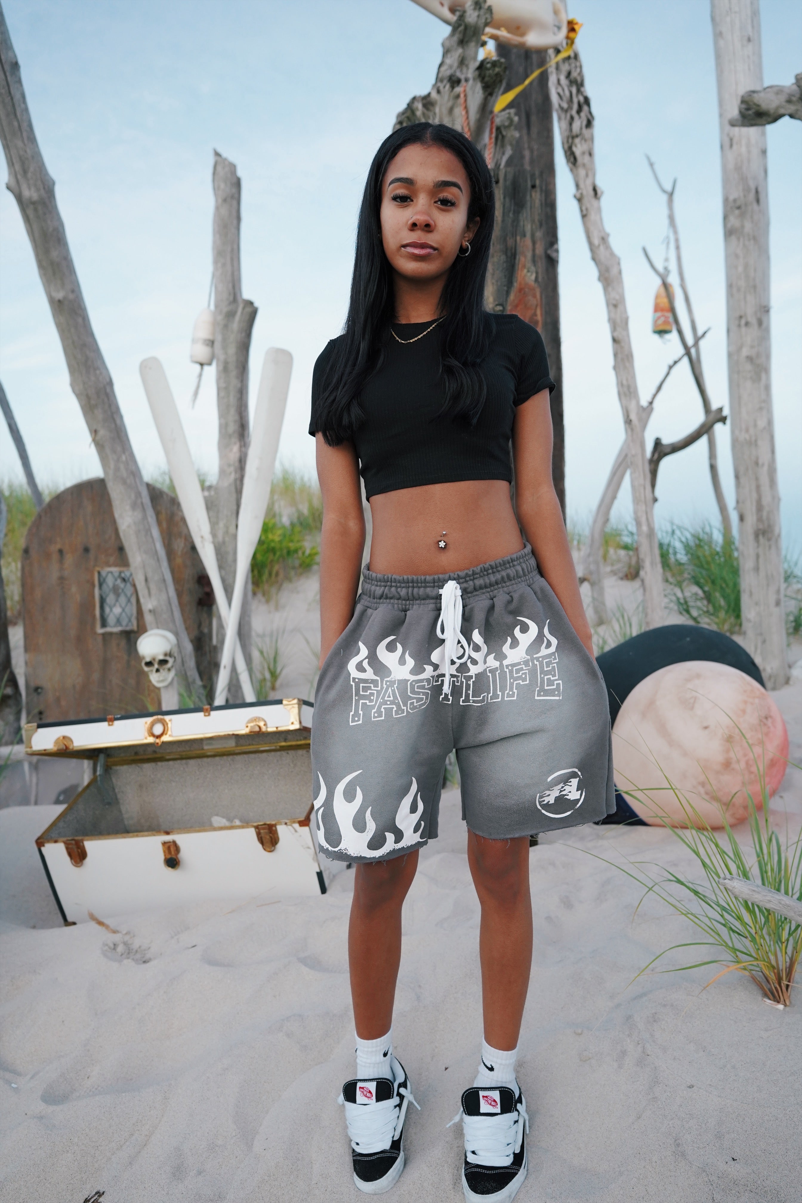 Fastlife rhinestone shorts